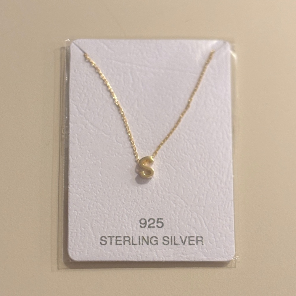 Gold Initial S Necklace Autentic Sterling Silver 925